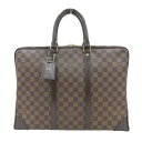 【本物保証】 超美品 ルイヴィトン LOUIS VUITTON ダミエ ポルトドキュマン ヴォワヤージュ ビジネスバッグ 書類カバン エベヌ N41124 【中...
