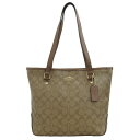 【本物保証】 超美品 コーチ COACH シグネチャー トートバッグ F58294 バッグ コーティングキャンバス レザー カーキ ブラウン 【中古】
