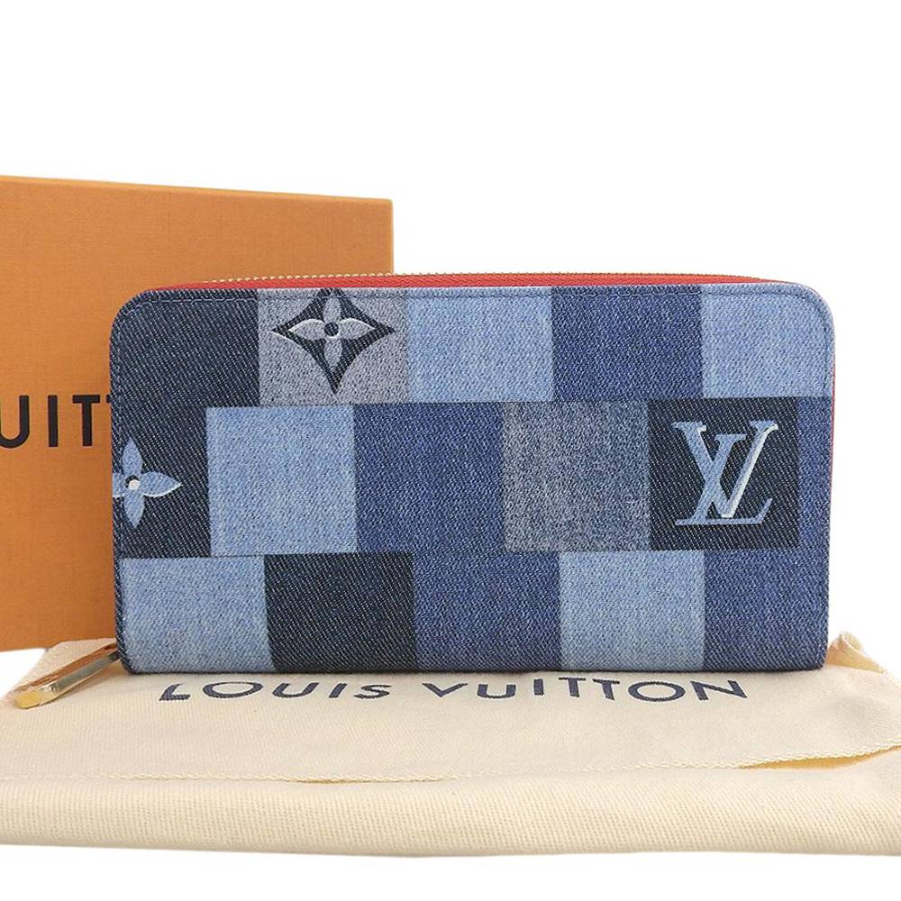 【本物保証】 箱 布袋付 未使用 ルイヴィトン LOUIS VUITTON モノグラム デニム ジッピーウォレット 長財布 ブルー 希少 レア M44938 【中古】