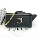 【本物保証】 希少 レア 布袋付 超美品 フルラ FURLA ロゴ ボディバッグ ショルダー バッグ レザー ブラック 【中古】