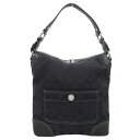 【本物保証】 超美品 コーチ COACH シグネチャー ワンショルダーバッグ 10981 ショルダーバッグ バッグ 黒 ブラック シルバー金具 【中古】