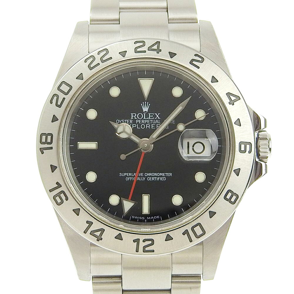 【本物保証】 箱・保付 新品同様 ロレックス ROLEX エクスプローラ2 メンズ 自動巻き オートマ 腕時計 黒文字盤 16570 【中古】