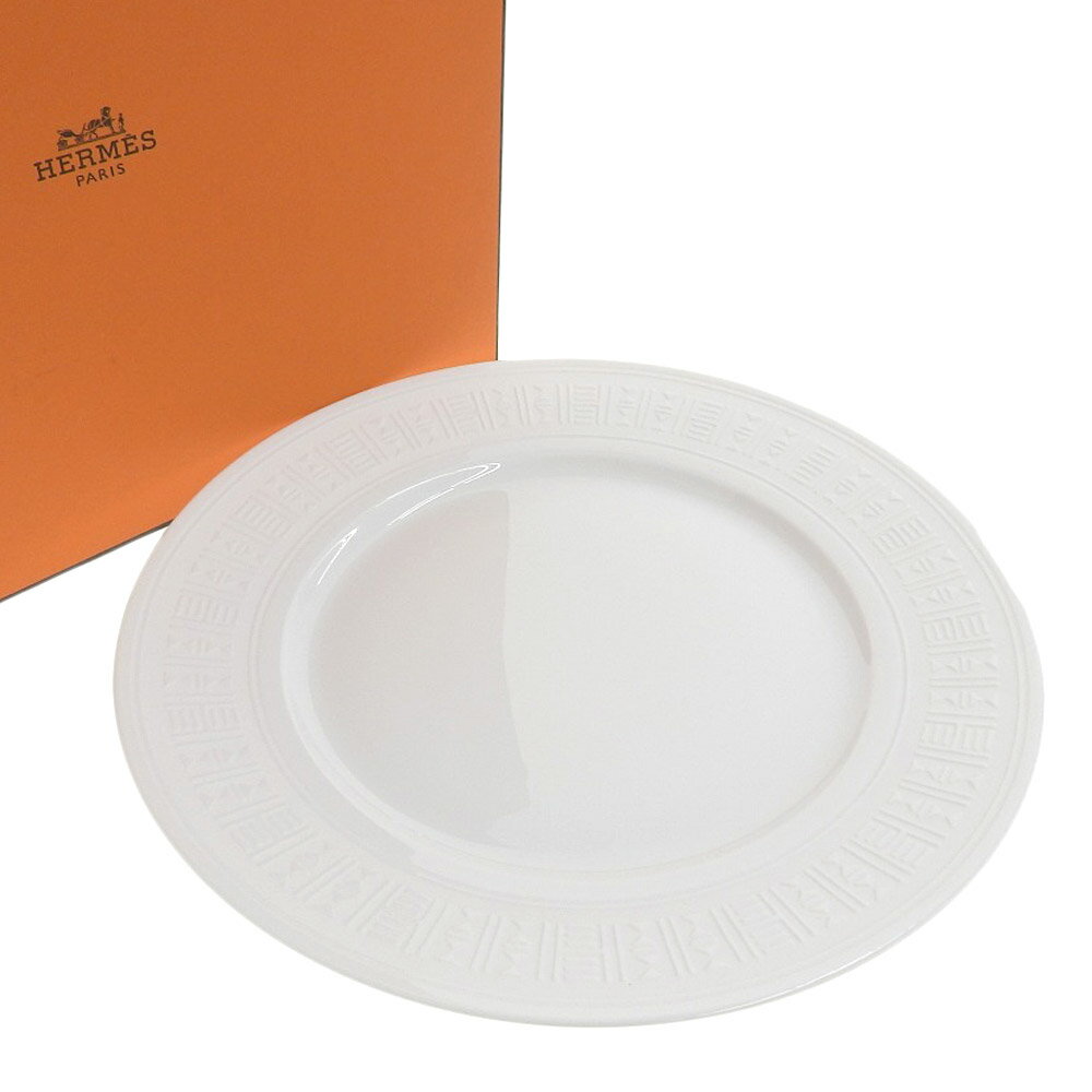 【本物保証】 希少 レア 箱付 新品同様 エルメス HERMES エーゲ プレート 皿 ホワイト 約27.5cm シンプル 【中古】