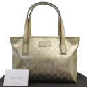 【本物保証】 布袋付 新品同様 グッチ GUCCI GGインプリメ ロゴ ハンドバッグ トートバッグ ゴールド 211138 002123 軽い 【中古】