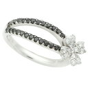 【本物保証】 新品同様 ピンキーリング 指輪 K18WG メレダイヤ0.16ct メレブラックダイヤ0.18ct 5号 フラワー 花 ノーブランド No brand 【中古】(4)