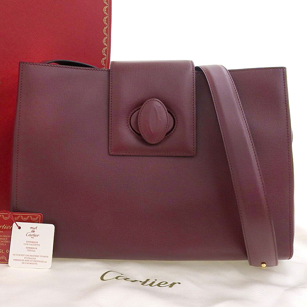 【本物保証】 希少 レア 箱・布袋・保付 新品同様 カルティエ CARTIER マストライン マスト ドゥ カルティエ ショルダーバッグ レザー 【中古】