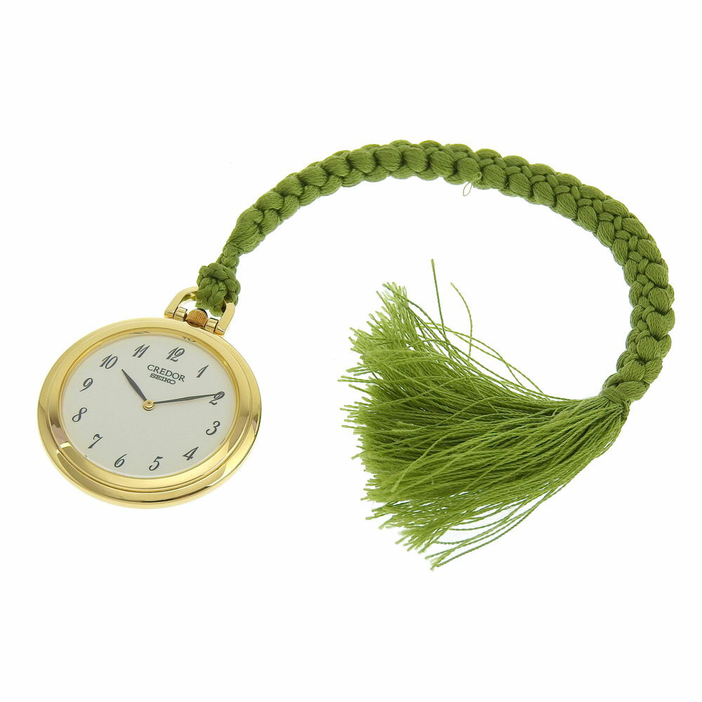 【本物保証】 新品同様 セイコー SEIKO クレドール 5A74 0670 白文字盤 K18YG クォーツ 電池 30ミリ メンズ レディース 2針 懐中時計 【中古】