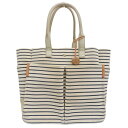 【本物保証】 トリーバーチ TORY BURCH トートバッグ ボーダー ハンドバッグ キャンバス ホワイト×ネイビー 夏 サマー 【中古】(4)