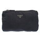 【本物保証】 プラダ PRADA ポーチ ナイロン 黒 ブラック 軽い シンプル 【中古】