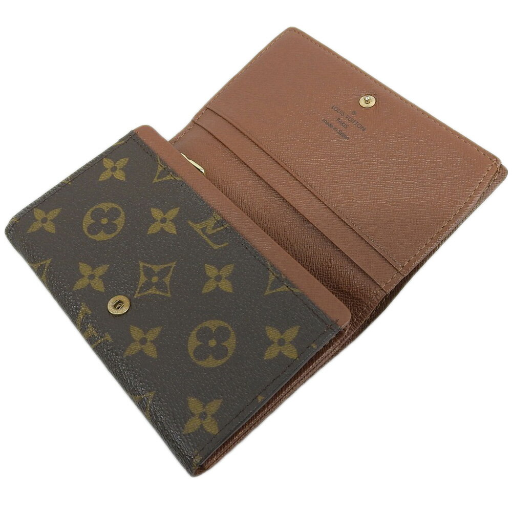 【本物保証】 ルイヴィトン LOUIS VUITTON モノグラム ポルトフォイユ トレゾール M61736 ホック付折財布 【中古】