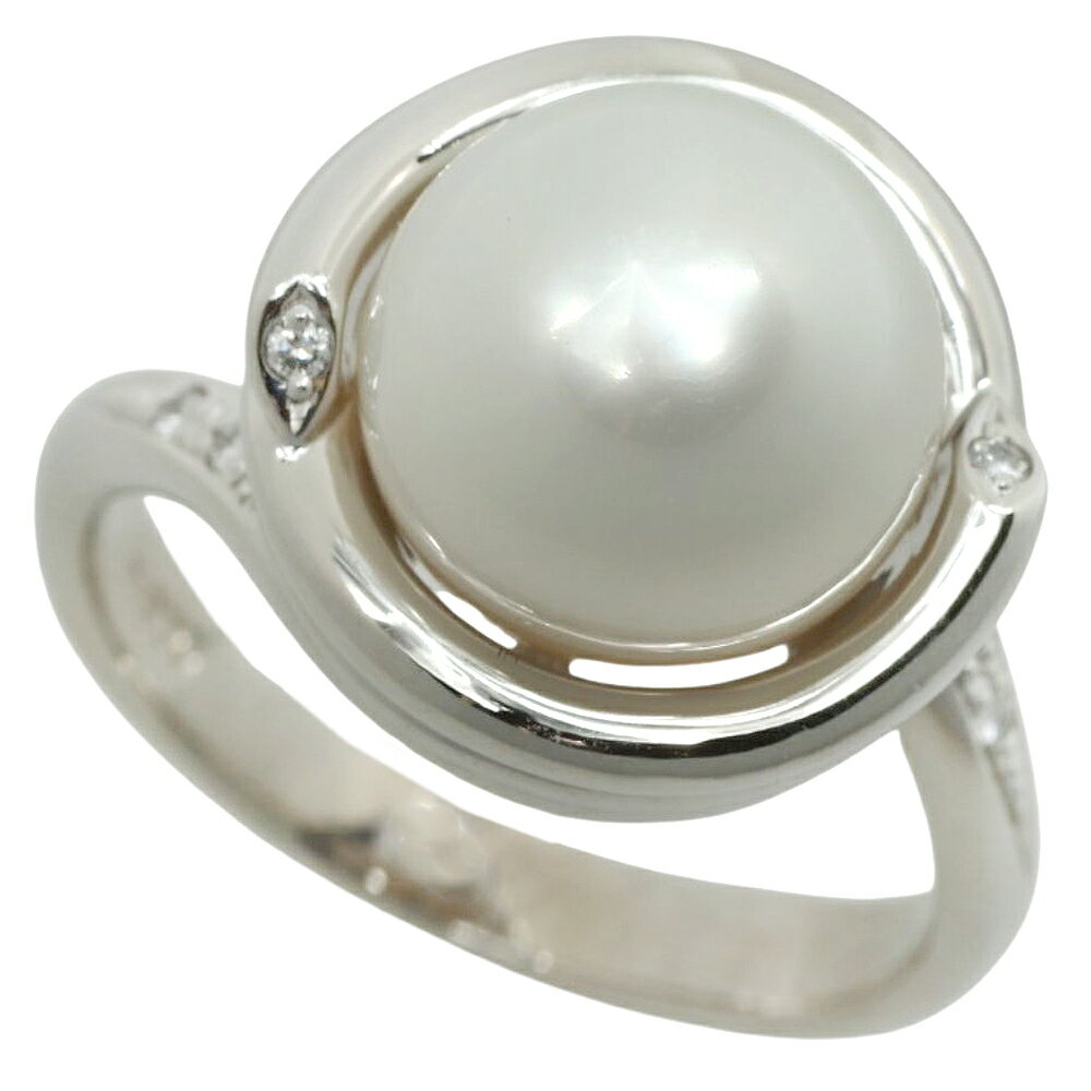 【本物保証】 鑑付 新品同様 リング 指輪 プラチナ Pt900 12.2g シロチョウ養殖真珠約10.4mm ダイヤ0.04ct 約12.5号 南洋真珠 ノーブランド 【中古】(4)