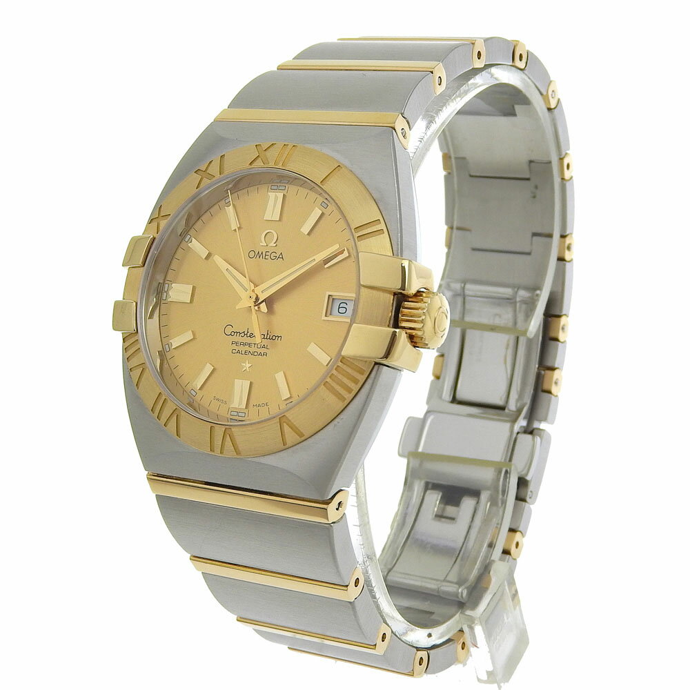 【本物保証】 箱付 新品同様 オメガ OMEGA コンステレーション ダブルイーグル パーペチュアルカレンダー コンビ デイト 1211 10 00 電池 【中古】