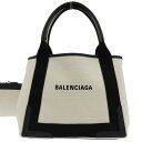 【本物保証】 新品同様 バレンシアガ BALENCIAGA ネイビーカバスS 339933 1081 X 002123 トートバッグ ハンドバッグ キャンバス×レザー 【中古】