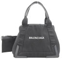 【本物保証】 バレンシアガ BALENCIAGA ネイビーカバスS 339933 トートバッグ ハンドバッグ キャンバス レザー ブラック 【中古】