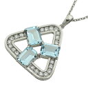 【本物保証】 鑑付 新品同様 ミキモト MIKIMOTO 約8.3g ネックレス K14WG ホワイトゴールド アクアマリン 3石 メレダイヤモンド 【中古】