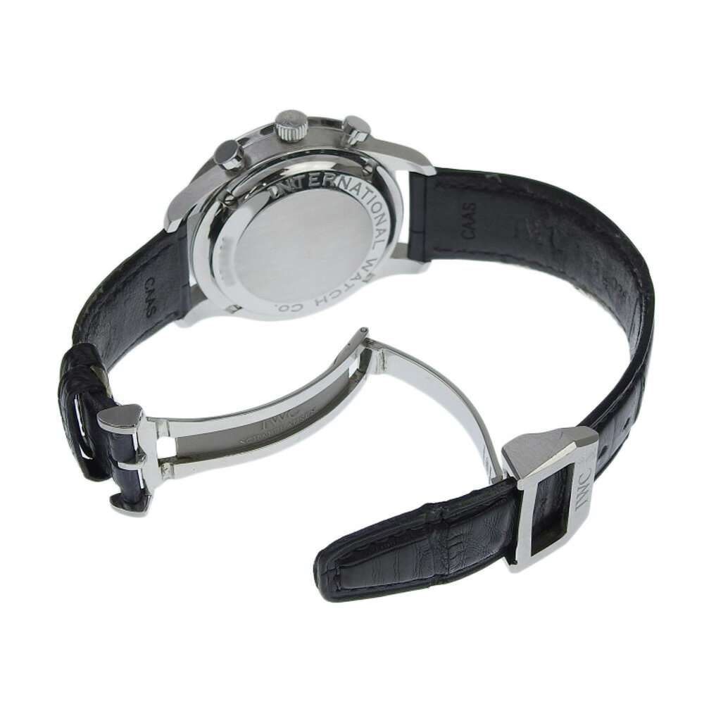 【本物保証】 箱・保付 超美品 IWC ポルトギーゼ クロノグラフ IW371445 シルバー文字盤 SS レザー 自動巻 41ミリ メンズ 腕時計 上品 【中古】