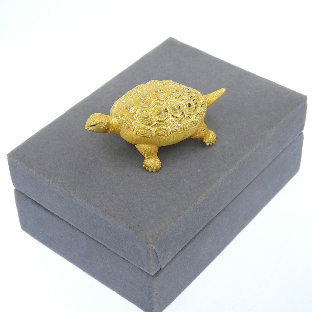 【本物保証】 箱付 新品同様 タートルモチーフ 置物 18.7g K24YG イエローゴールド 純金 FINE GOLD 亀 縁起物 ノーブランド No brand 【中古】