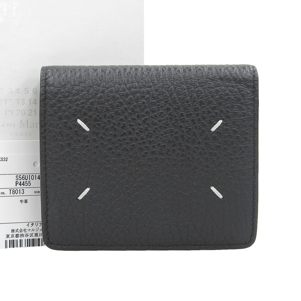 【本物保証】 箱付 新品同様 メゾンマルジェラ MAISON MARGIELA バイフォールドウォレット S56UI0140 ホック付き折財布 レザー ブラック 【中古】