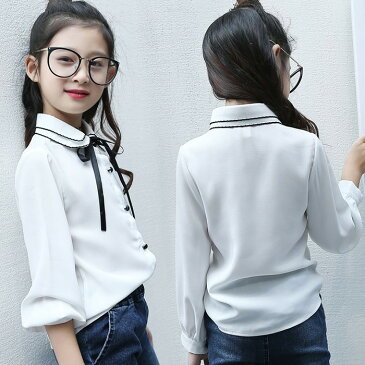 【超人気・大好評】ブラウス 女の子 シャツ おしゃれ リボン付 長袖 入学式 卒業式 スーツ 女の子 ブラウス 子供服 ブラウス キッズ ジュニア フォーマル 女の子 110 120 130 140 150 160 卒園式 卒業式 可愛い