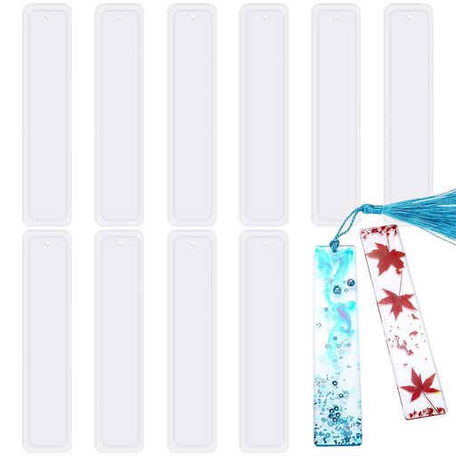 サムコスシリコンモールドブックマーク10個セット通し穴長方形しおり型UVレジンエポキシ樹脂フトモール..