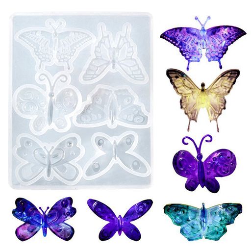 シリコンモールド蝶型モールドレジンかわいいペンダント6種類の蝶の型DIYの手作りレジンシリコンモール..