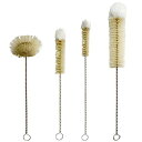 Coralpearlステンレス瓶洗浄ブラシ天然豚毛ウールの先端、ユーティリティソーダボトルクリーニングブラシセット、ビン洗いブラシロングハンドル細い、ワイヤーク...