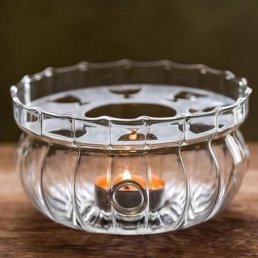 Hoffnugshweenティーポットウォーマーティーウォーマーガラス透明直径約12cmカボチャ型キャンドル入れティーポット用保温器急須用ポットウォーマーカップウォーマーコースターキャンドル…