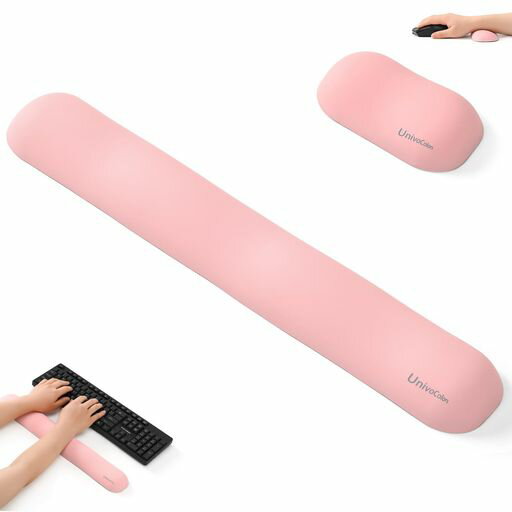 UnivoColors低反発素材マウス&キーボードリストレスト手首サポートプレミアムPU素材ノートパソコン、フルサイズキーボードにフィット疲労低減体圧分散性能手首痛み緩和底面に滑り止めPC…