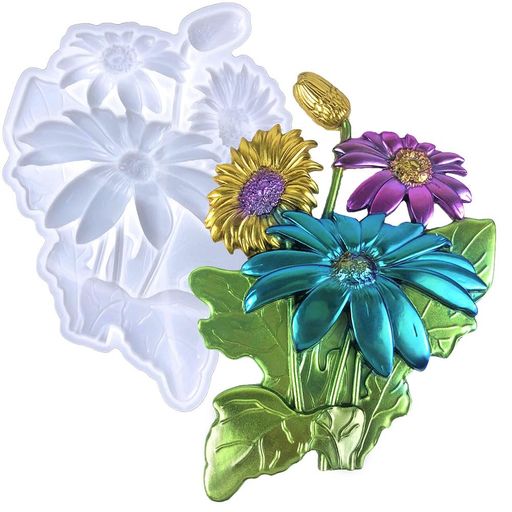 Finyoffiy花型シリコンモールドローズエポキシキャスティングモールドデイジーシリコン樹脂モールドウ..