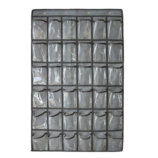 SURCHARウォールポケットカレンダーポケットポリ塩化ビニルクリア壁掛け透明吊り下げクローゼット小物収納袋フック付き2サイズ12/36ポケット(グレー36格)