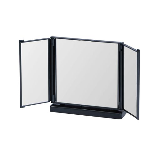 Belca(ベルカ)卓上ミラー折りたたみ卓上三面鏡小幅33x奥行8x高さ17cmブラックコンパクトスタンドミラーメイクアップミラー化粧鏡鏡DI-T3SBK