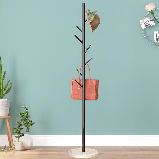 ポールハンガーハンガーラックコート掛けスタンド衣類掛けリビングカバン洋服スーツ省スペースオシャレスリム落ちにくい大理石土台ブラック+ホワイト高さ170cm