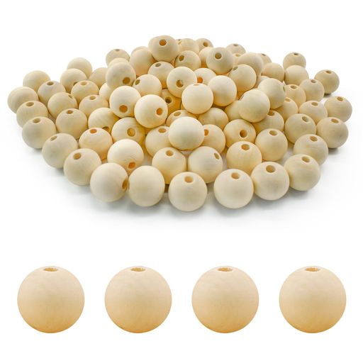 Enkrio木製ビーズ穴あき木製ボールウッドビーズ丸いボール100個セット塗装なしDIY工芸品クラフト用品装..