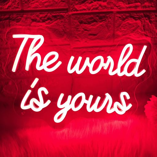 TheWorldIsYoursネオンサイン世界はあなたのものネオンライト、オフィス、バー、ジムのためのやる気の..