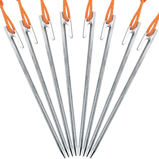 Soomloomペグチタン製固定ロープ付きテント用タープ用24cm4本/6本/8本セット