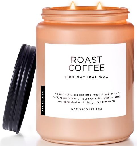 M&SENSEアロマキャンドル人気コーヒーの香り大型550g110時間2本の芯ラベンダーの香りおしゃれソイキャ..