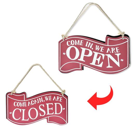 オープンクローズOPEN/CLOSE両面看板ボードサインプレートプレート両面サインリバーシブルひも付きオシ..