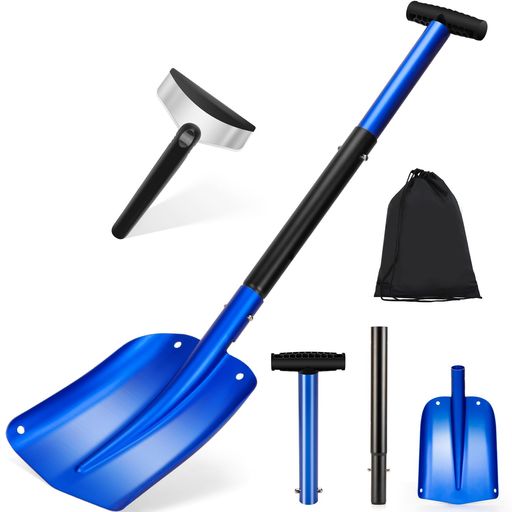 Mixiu雪かきスコップスノーショベル3段構造アルミ合金製組立式雪かきスコップ伸縮式軽量多用途除雪スコップ車載用スノーショベルコンパクトに収納組立簡単携帯スコップ除雪園芸登山通…