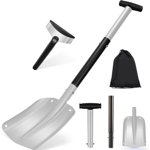 Mixiu雪かきスコップスノーショベル3段構造アルミ合金製組立式雪かきスコップ伸縮式軽量多用途除雪スコップ車載用スノーショベルコンパクトに収納組立簡単携帯スコップ除雪園芸登山通…