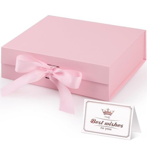 Hianjooギフトボックス飾り蓋付きプレゼントボックス贈り物蝶結びラッピング箱プレゼント用品ラッピングボックス23*17*7cm(ピンク)