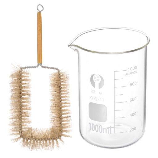 PATIKIL1000mlローフォームガラスビーカーブラシ付き3.3ホウケイ酸ガラス目盛り付きプリントスケール計..