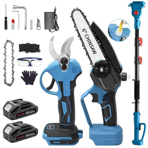 【2025新型】高枝切り電動チェーンソー充電式高枝切剪定ばさみ電動のこぎり電動ばさみハンディチェーン..