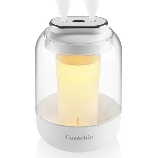 Cozéchic加湿器小型卓上加湿器ダブルノズルアロマディフューザー自動停止機能LEDライトWノズル空焚き防止Type-C給電式長時間連続加湿静音持ち運び便利乾燥対策大容量2000mlオフィス/寝室/部…