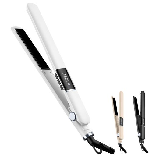 【2025年最新型】ヘアアイロンストレート&カール対応12cmロングプレート直巻き両用軽量310g5段階温度調節(150-230°C)液晶ディスプレイ搭載PTC速熱360度回転コード安全ロック付き海外対応100-240V