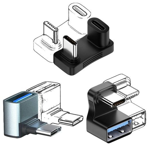 3個セット1つusb-cl字2つUSBCU字型アダプタ10Gbpsデータ転送4K@60Hz100Wusbl字Type-cu字タイプCオスメ..