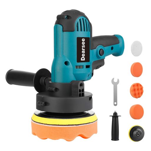 Dearseeポリッシャー電動125mm700W強力モーター車研磨機シングルアクション六段変速車磨き研磨パッド付..