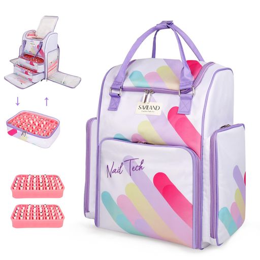 SAVILANDネイルポリッシュオーガナイザーバッグ:33L大型ネイルバッグオーガナイザーケース80本のボトル..