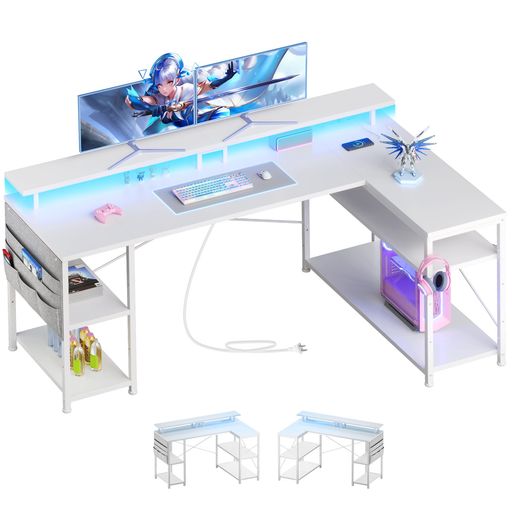 YeToml字デスクLEDライト付きゲーミン