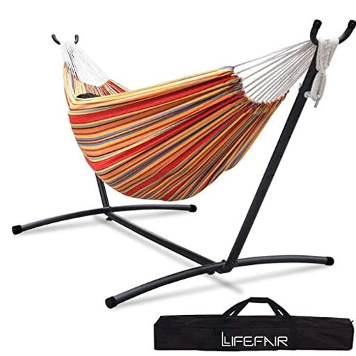 LifeFairハンモック自立式スタンドセットダブルサイズ室内室外兼用収納バッグ付き耐荷重300kg