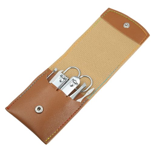 VOCOSTEマニキュアセットブルーのPUレザーケース付きパーソナルケアツールキットステンレスペディキュアセット爪切りはさみギフト男性女性記念日クリスマス7個銀